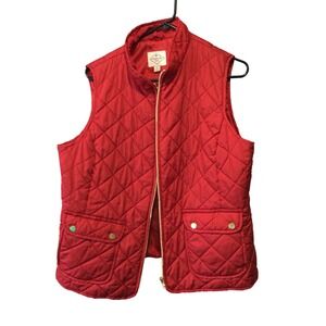 St. John's Bay Red Quilted Vest Womens XL Sleeveless Pockets Zip Front XL